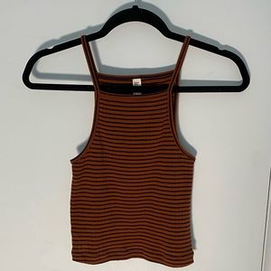 Rust Orange & Navy Blue Striped Square-neck Tank Top from American Apparel